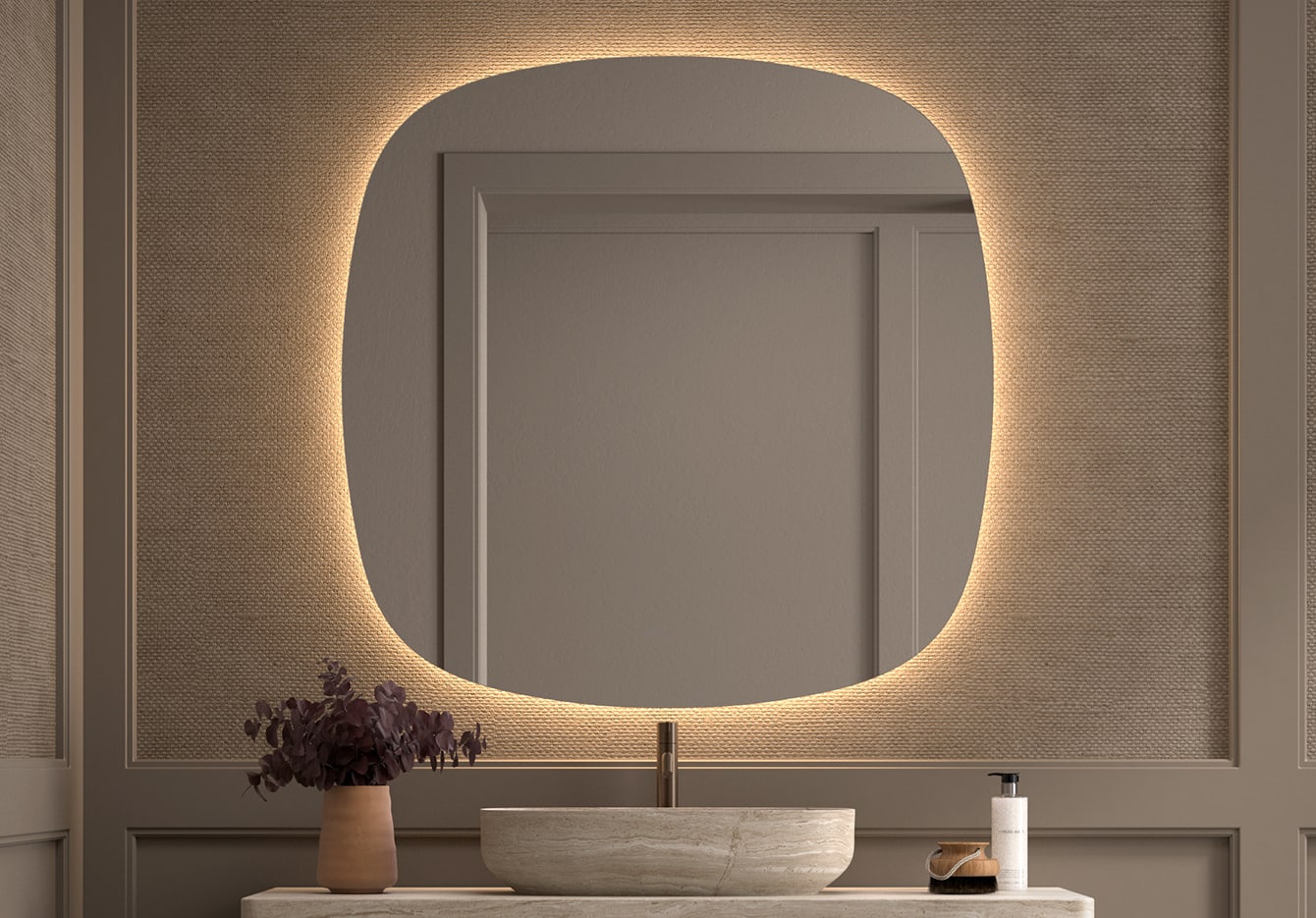 Miroir de salle de bain avec éclairage LED Look Bruntec principal 0