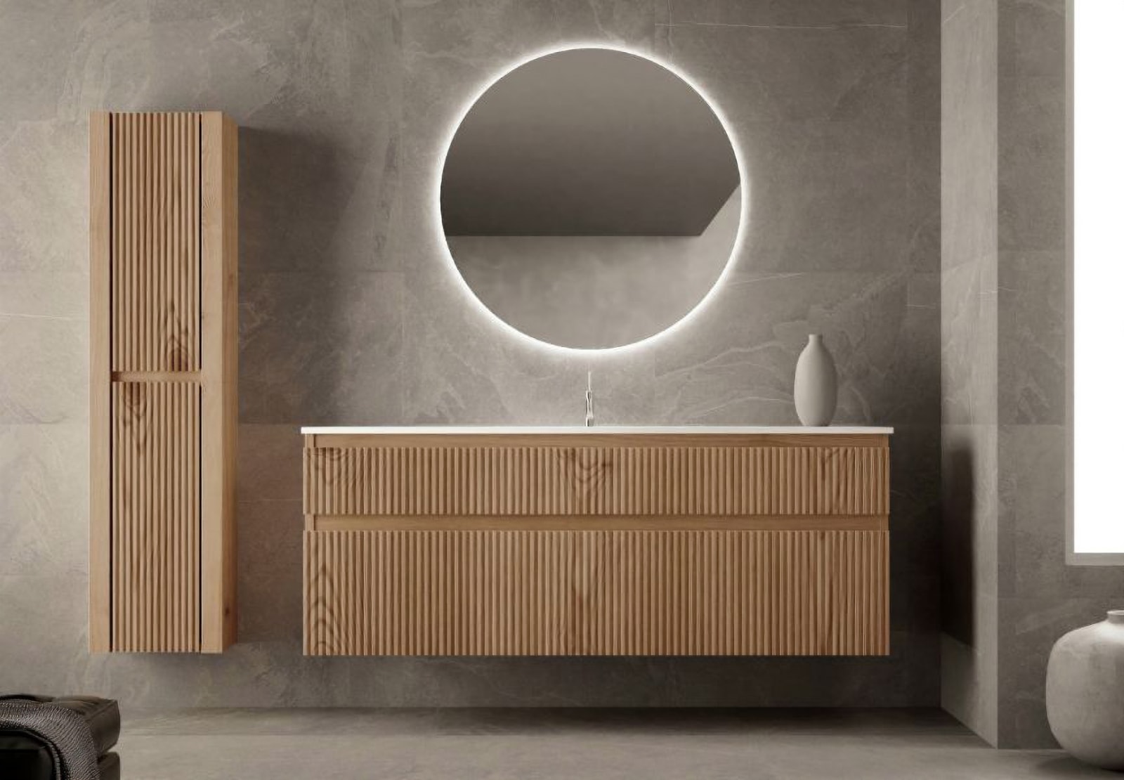 Ensemble de meuble de salle de bains en bois massif Alpes Bruntec principal 0