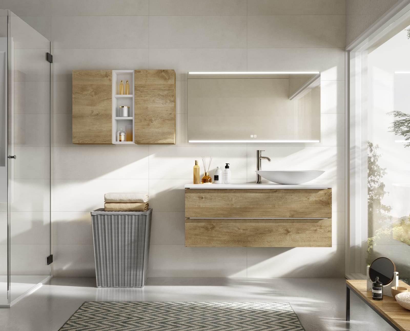 Meuble de salle de bains avec plan de toilette en bois Landes Coycama principal 0