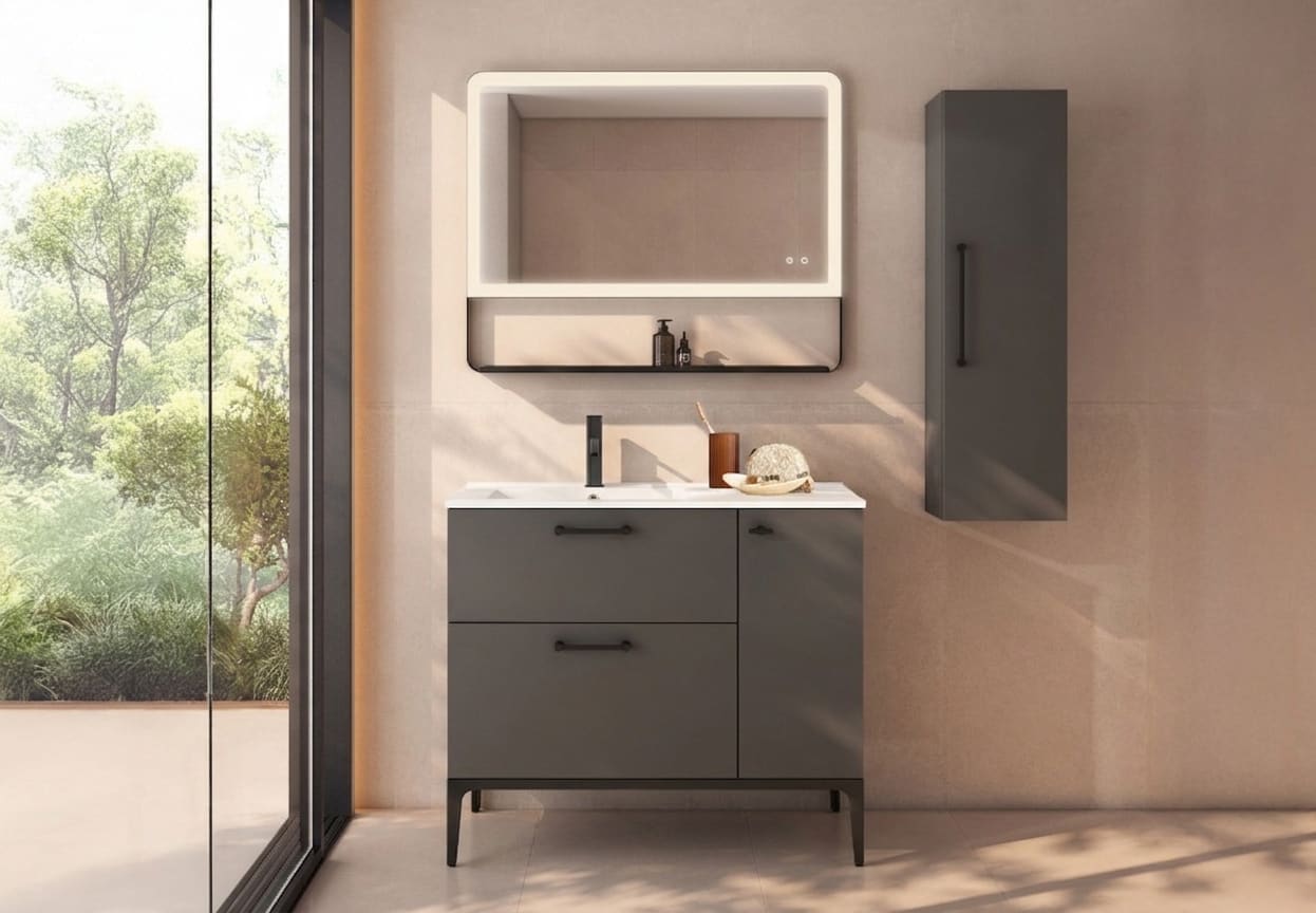 Conjunto mueble de baño con banquillo con lavabo Flat Verso Viso principal 0
