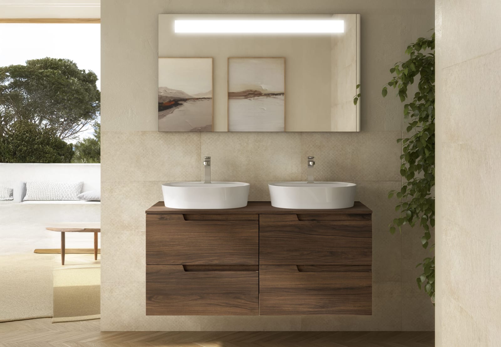 Meuble de salle de bains avec plan de toilette dans la même couleur que le meuble Vima Salgar principal 0