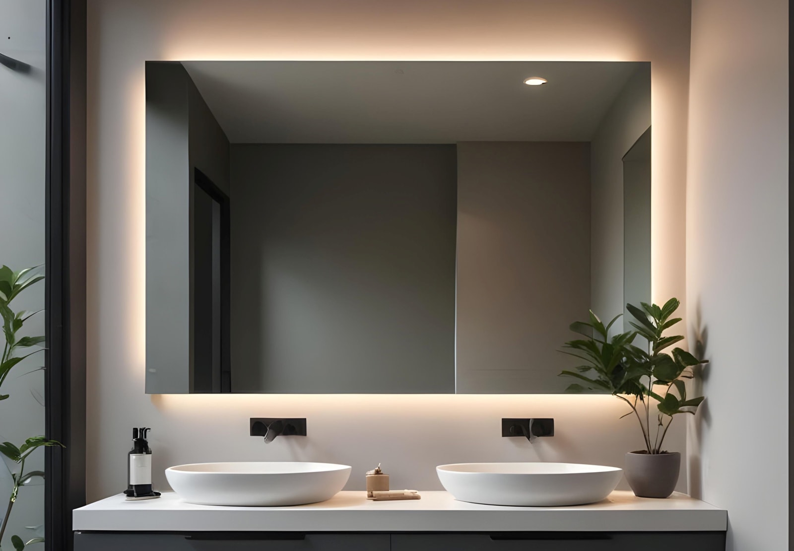 Miroir de salle de bains avec éclairage LED Dune Bruntec principal 0