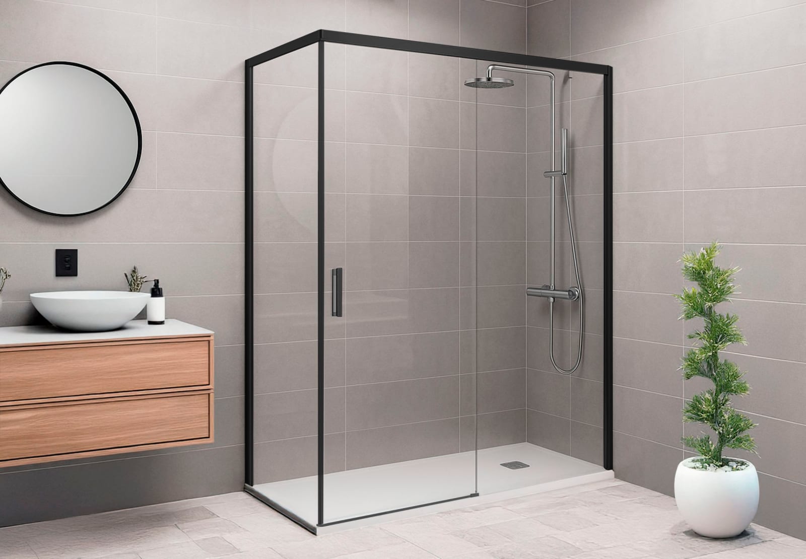 Paroi de douche noir mat Elara Bruntec principal 0