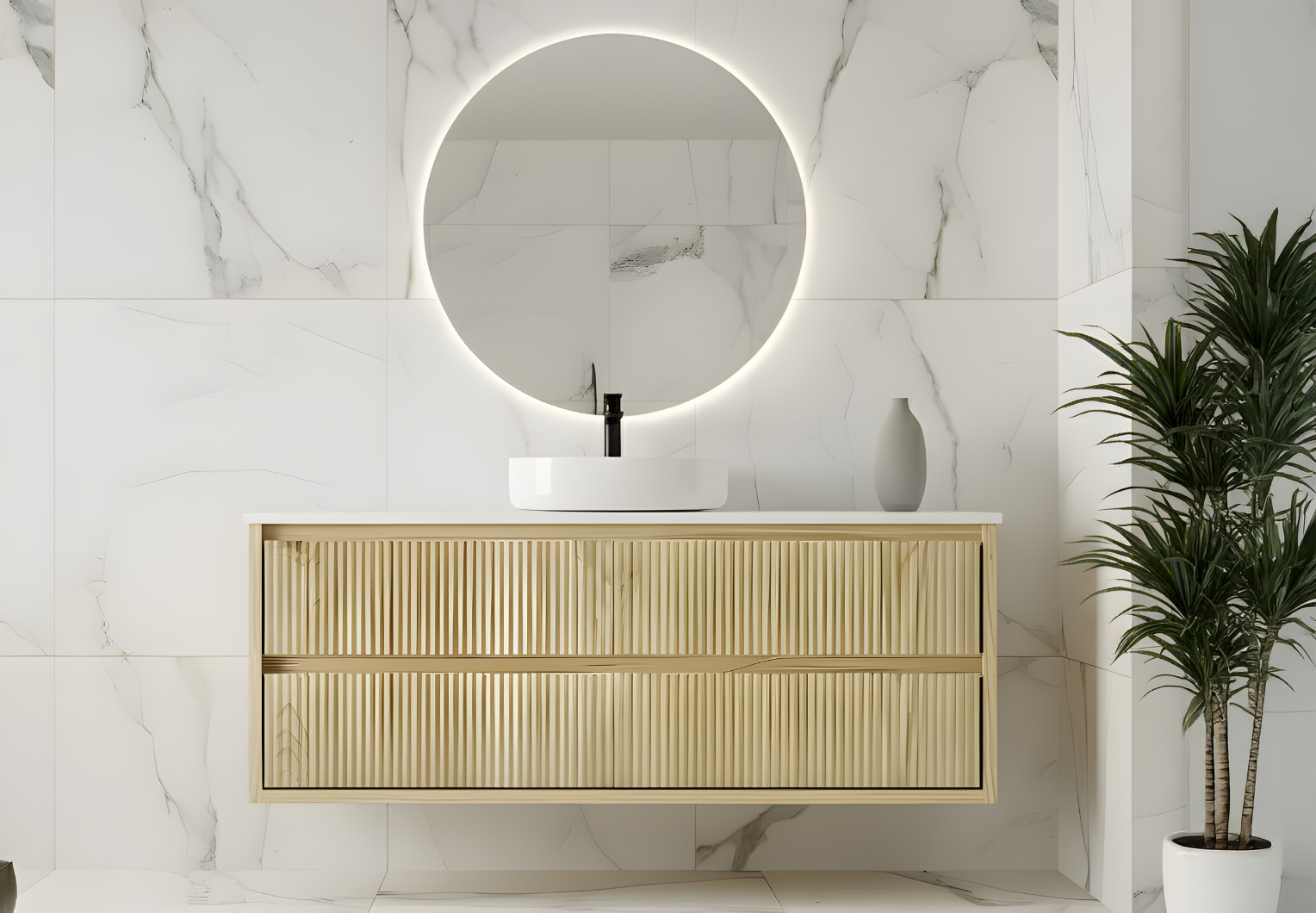 Mueble de baño madera maciza con encimera solid surface Alpes 19 Bruntec principal 0