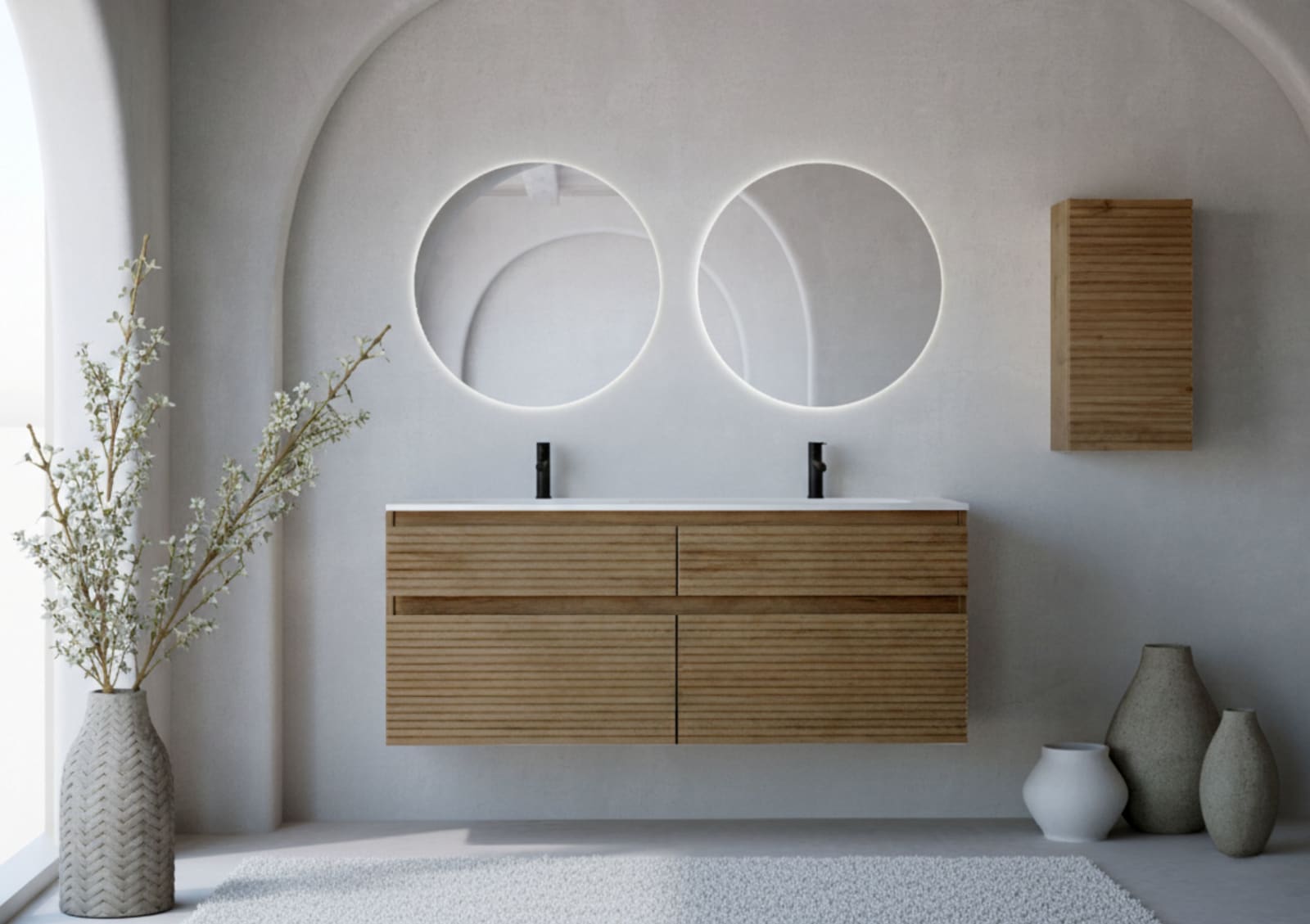 Ensemble de meubles de salle de bain en bois massif palilleria Horizontal Alpes 7 Bruntec principal 0