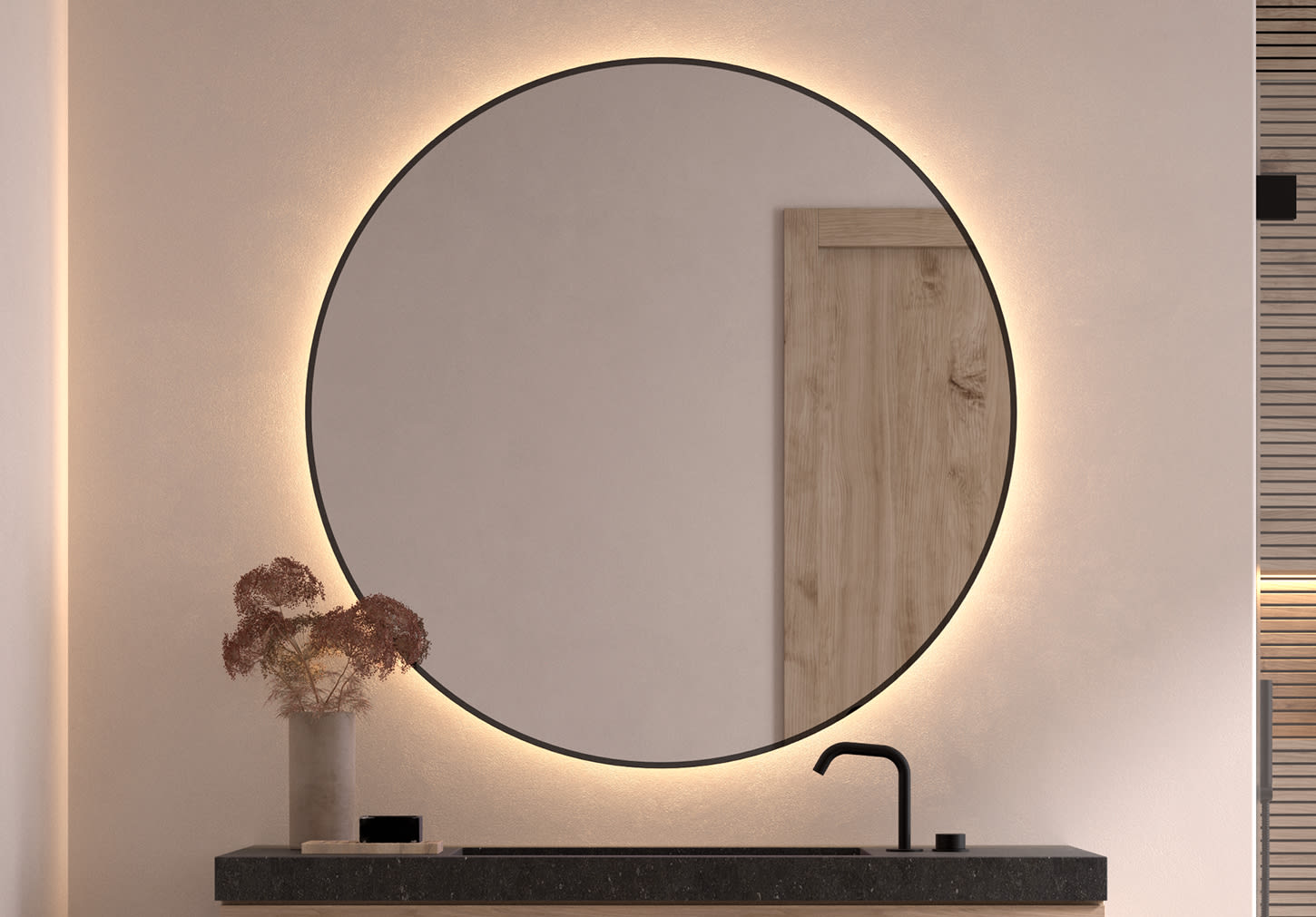 Miroir de salle de bains avec éclairage LED Atria Bruntec principal 0