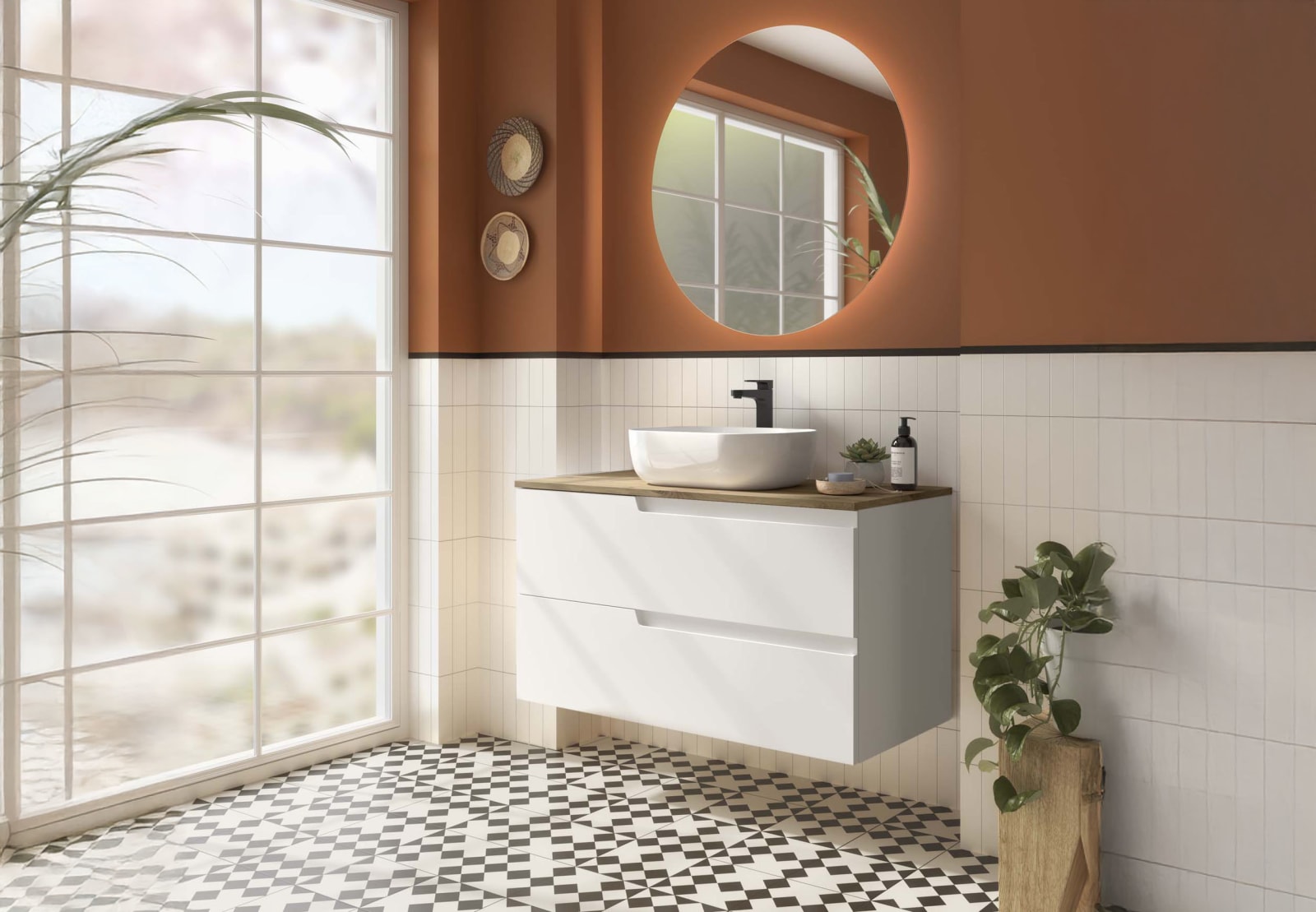 Mueble de baño con encimera roble montana Vima Salgar principal 0