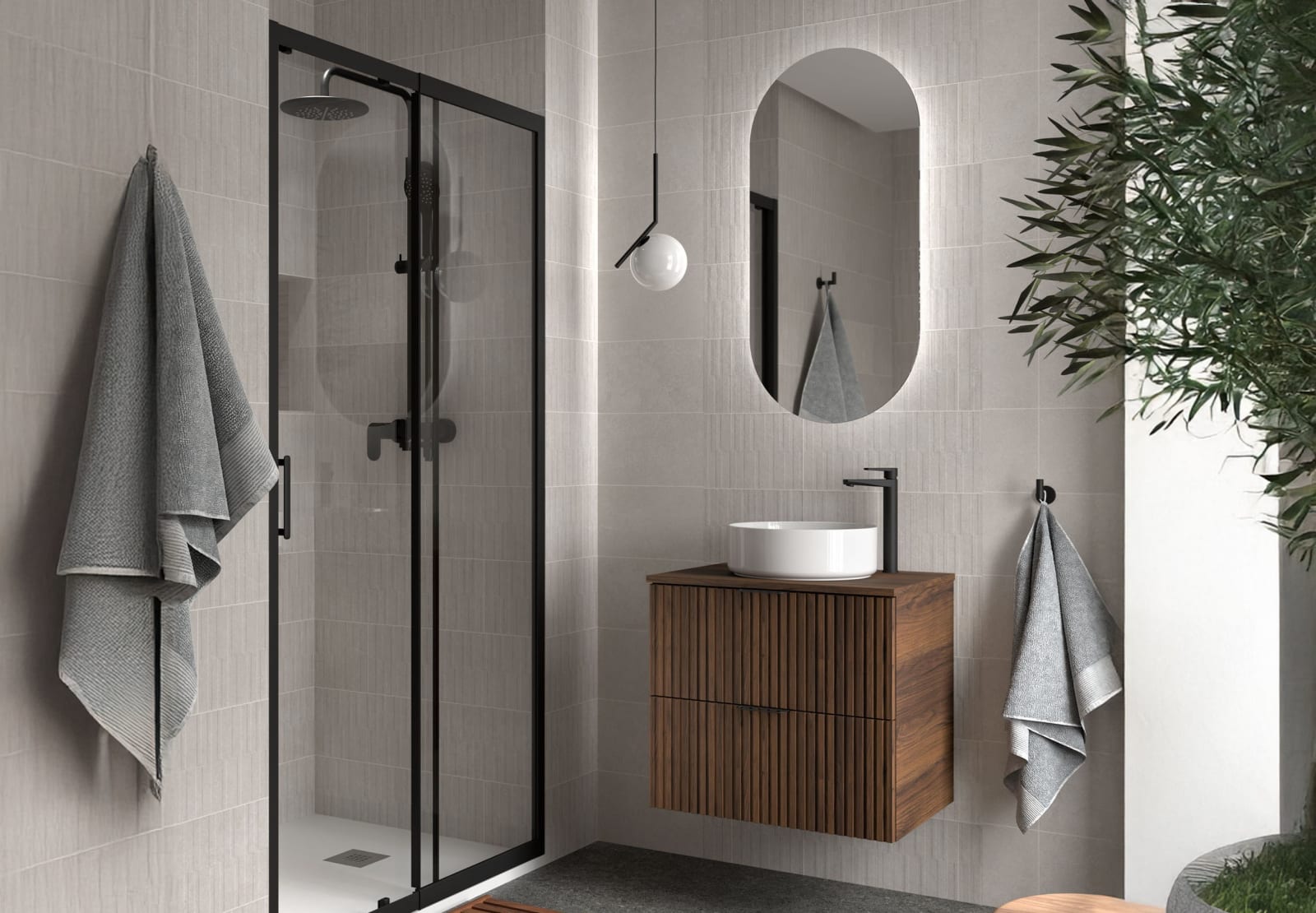 Meubles de salle de bains avec plan de toilette en bois Biba Salgar principal 0