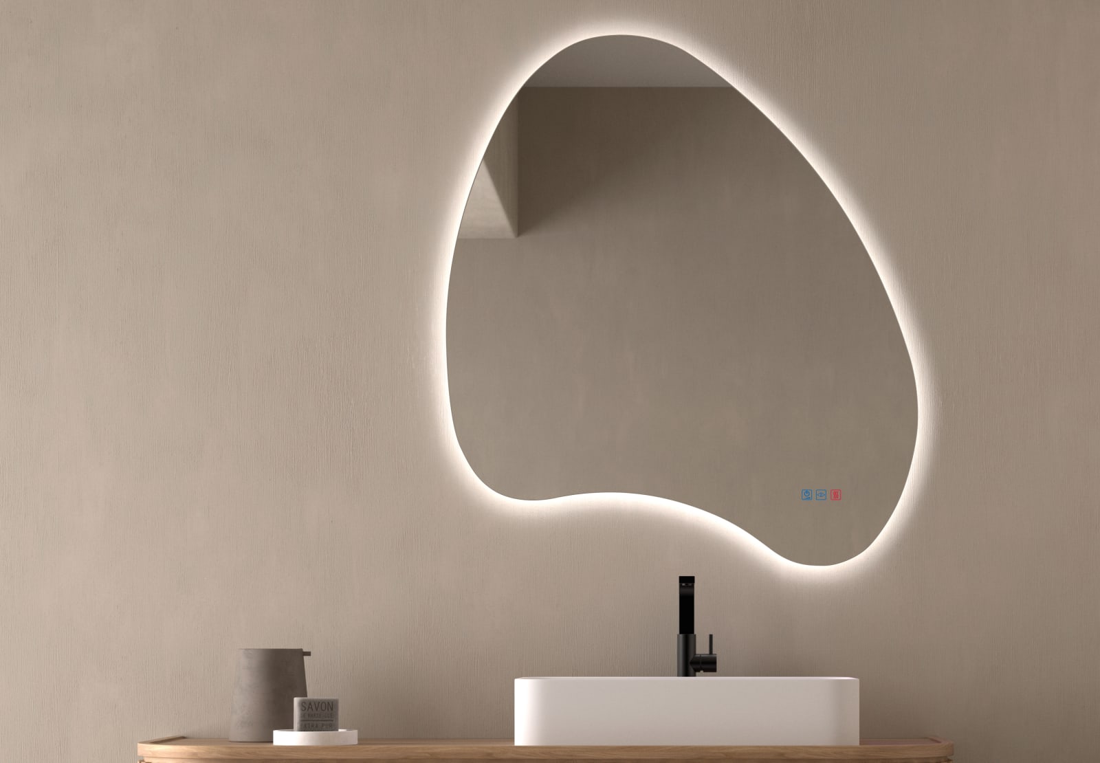 Miroir de salle de bain avec éclairage LED Wave Bruntec principal 0