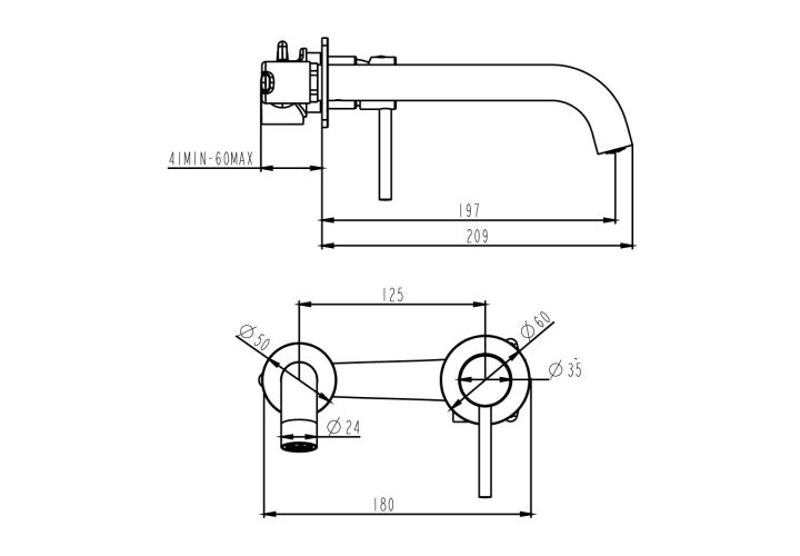 Grifo de lavabo empotrado Sirio GME croquis 10
