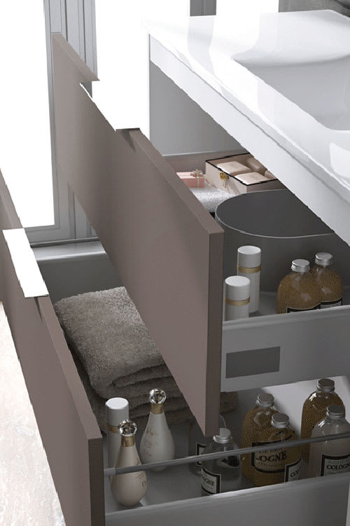 Meuble de salle de bains avec plan de toilette en bois Vintass Campoaras détail 2