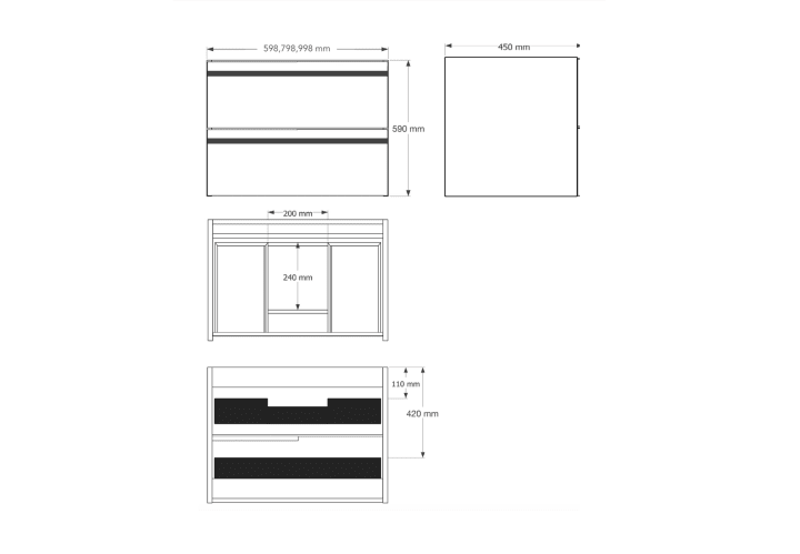 Mueble de baño con encimera de madera Candem Bruntec croquis 7