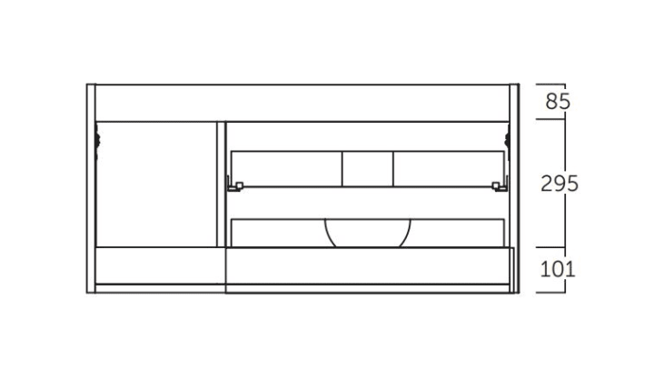 Meuble de salle de bains avec plan de toilette en Solid Surface Cenit Coycama croquis 4