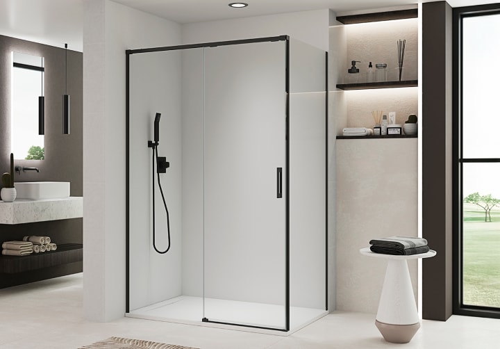 Paroi de douche angulaire coulissante Aria Bruntec principal 1