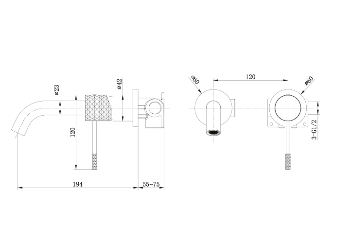 Imex Genova robinetterie de lavabo encastrée + bonde click-clack Pack croquis 9