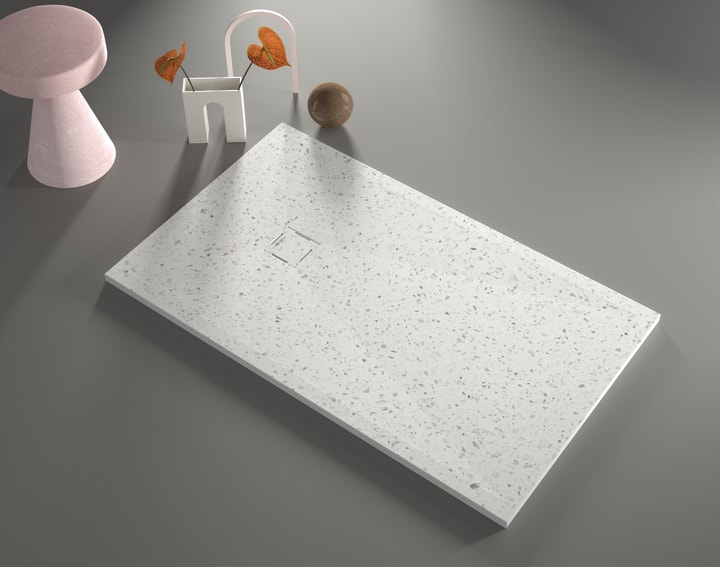 Receveurs de douche en résine décorés Design 3D Granit Bruntec environnement 1