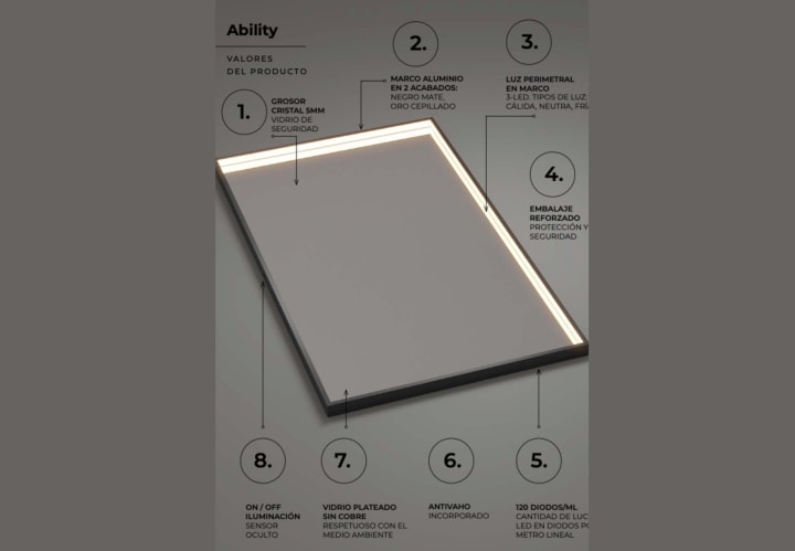 Espejo de baño con luz LED Ability Ledimex detalle 5