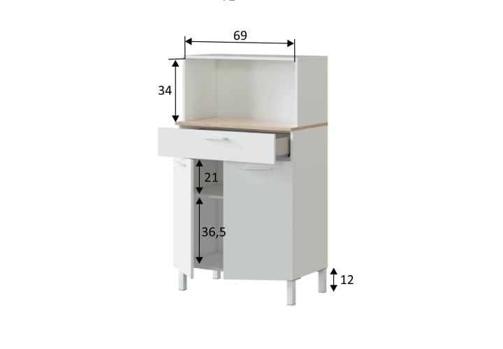 Auxiliar de cocina con encimera roble canadian Fast Bruntec croquis 5