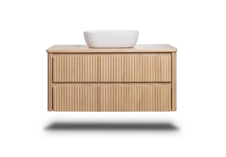 Meubles de salle de bains avec comptoir en bois massif Baviera Bruntec détail 4