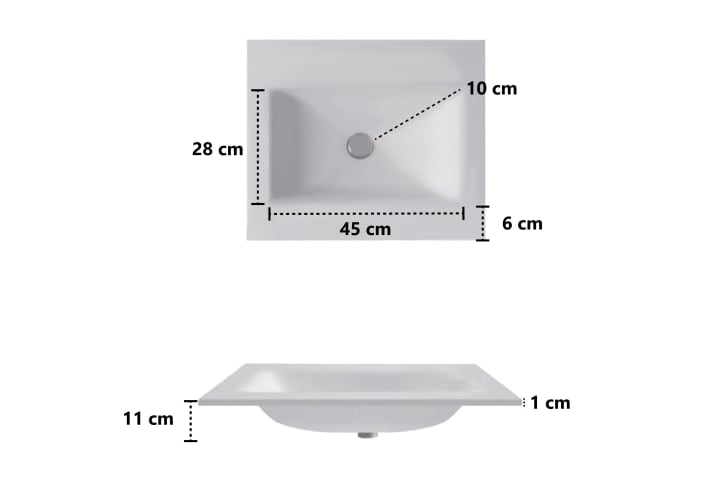 Lavabo encastrado Italia Bruntec croquis 3