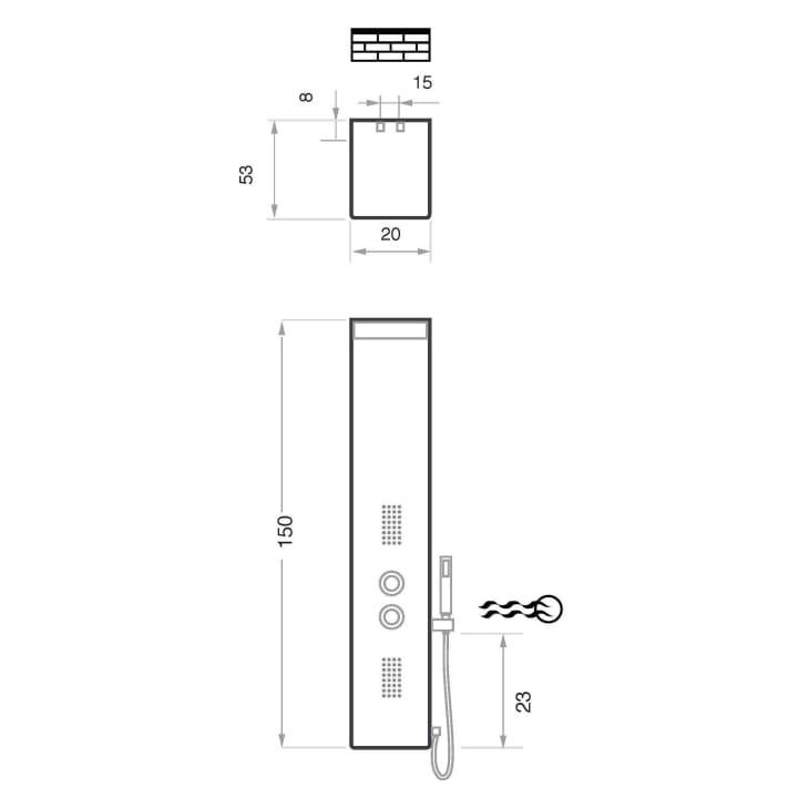 Columna de ducha hidromasaje Essence de Oasis croquis 4