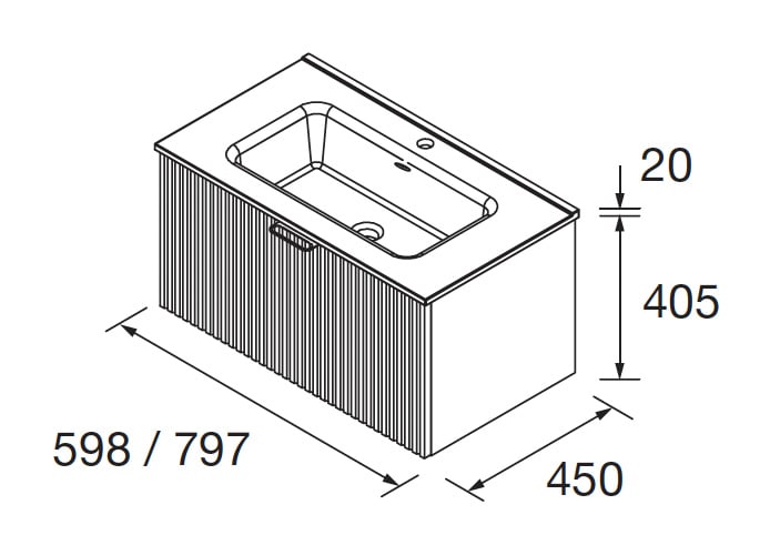Conjunto mueble de baño Biba Salgar croquis 4
