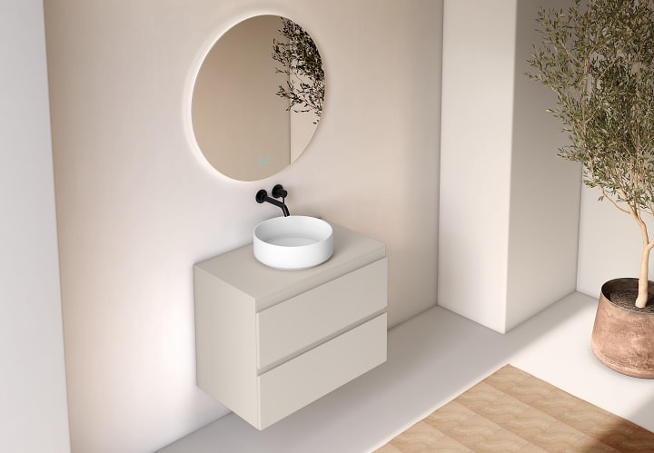 Meuble de salle de bains avec plan de toilette en bois Roma Bruntec principal 7