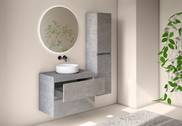 Meuble de salle de bains avec plan de toilette en bois Roma Bruntec détail 15