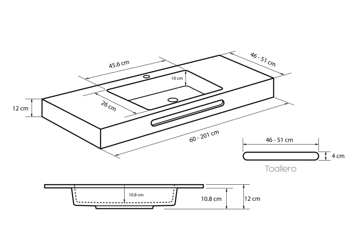 Lavabo suspendido Ideal Bruntec croquis 3