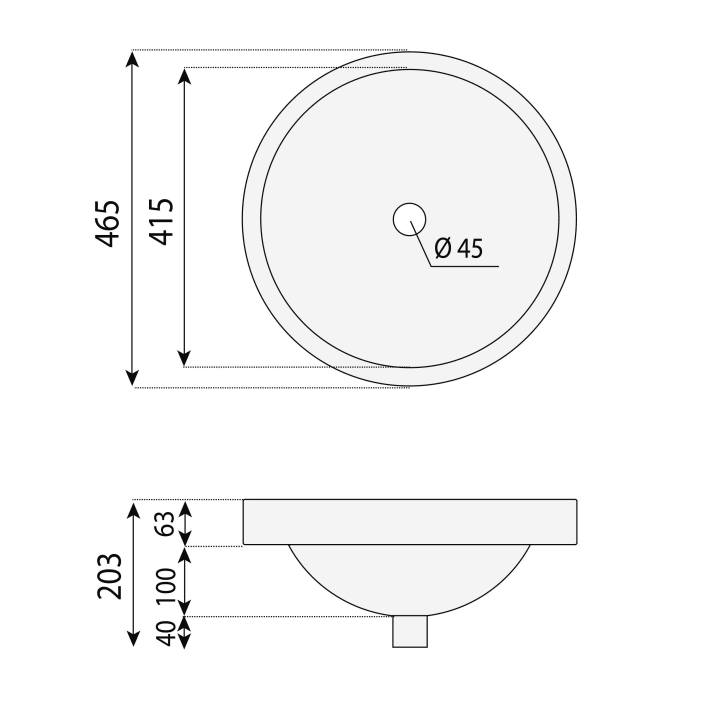 Lavabo encastrado Lille Bruntec croquis 2