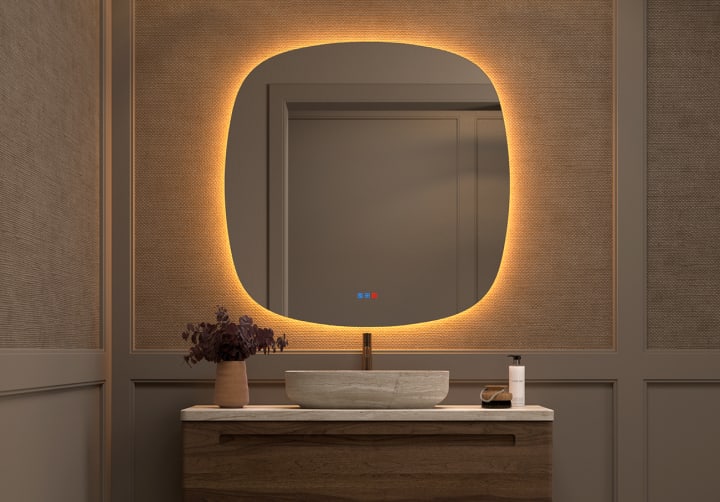 Miroir de salle de bain avec éclairage LED Look Bruntec principal 5