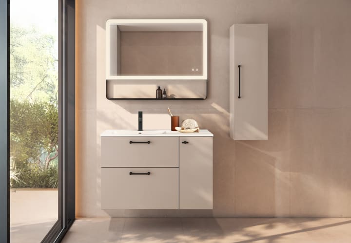 Ensemble de meubles de salle de bains suspendu avec lavabo Flat Verso Viso principal 6