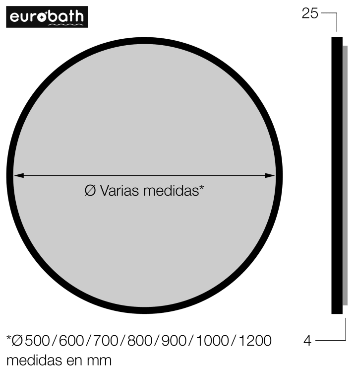 Espejo de baño Leyte, Eurobath croquis 13