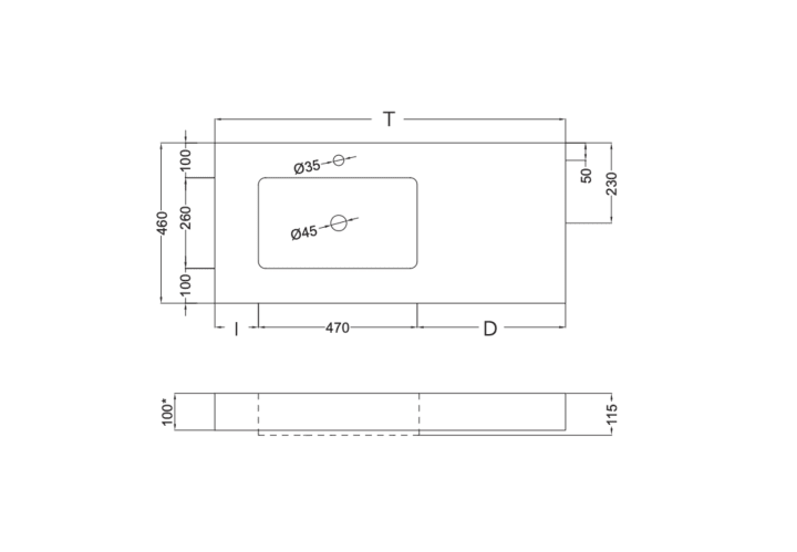 Lavabo suspendu Mara Masai Coycama croquis 17