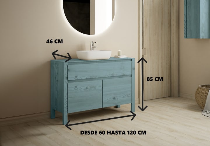 Mueble de baño con encimara de madera maciza Laponia Bruntec croquis 6