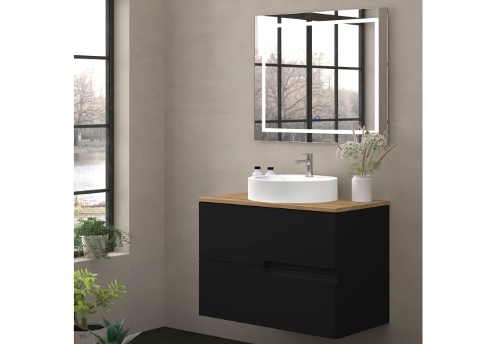 Meuble de salle de bains avec plan de toilette en bois Lia Bruntec Couleurs principal 2
