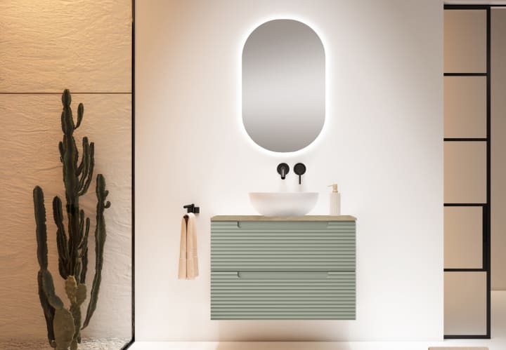 Meuble de salle de bains avec plan de toilette hydrofuge Chêne Costa Kyoto Viso principal 3