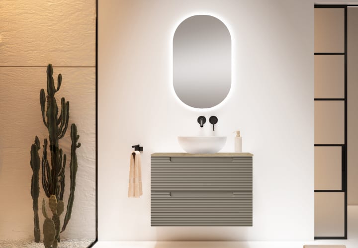 Meuble de salle de bains avec plan de toilette hydrofuge Chêne Costa Kyoto Viso principal 5