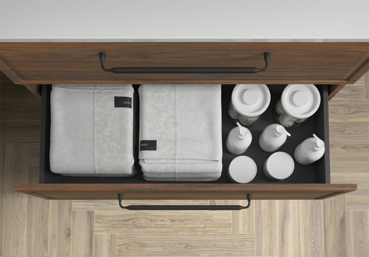 Conjunto mueble de baño Runa Salgar con lavabo sobre encimera detalle 11