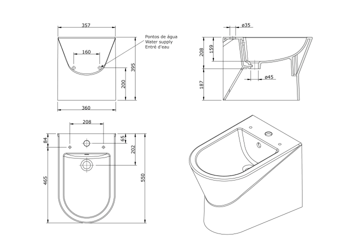 Pack inodoro + bide Urb.y Unisan Sanindusa croquis 10