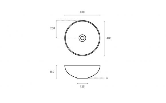 Lavabo sobre encimera Oxide Bathco croquis 3