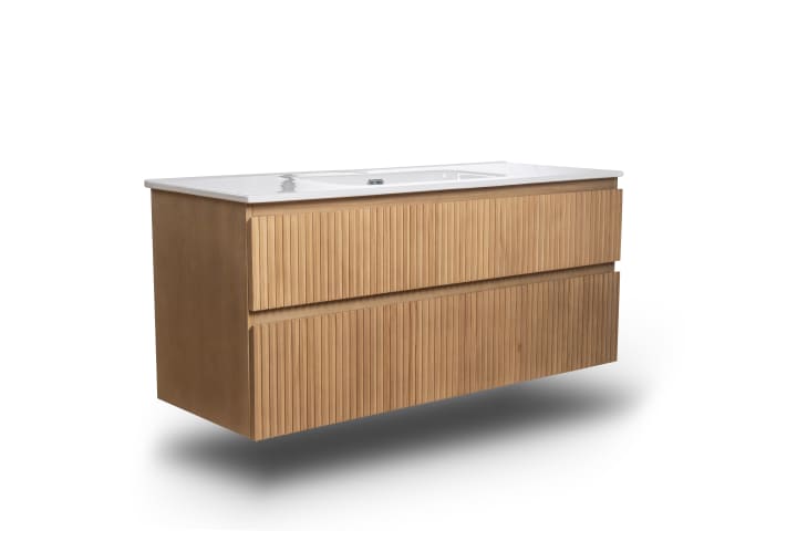 Ensemble de meuble de salle de bains en bois massif Alpes Bruntec détail 3