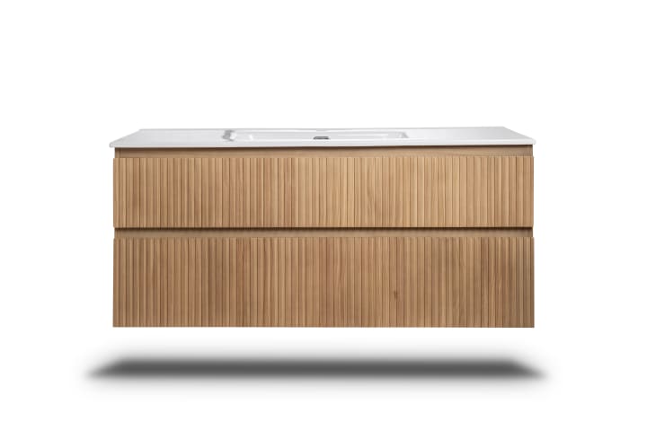 Ensemble de meuble de salle de bains en bois massif Alpes Bruntec détail 4