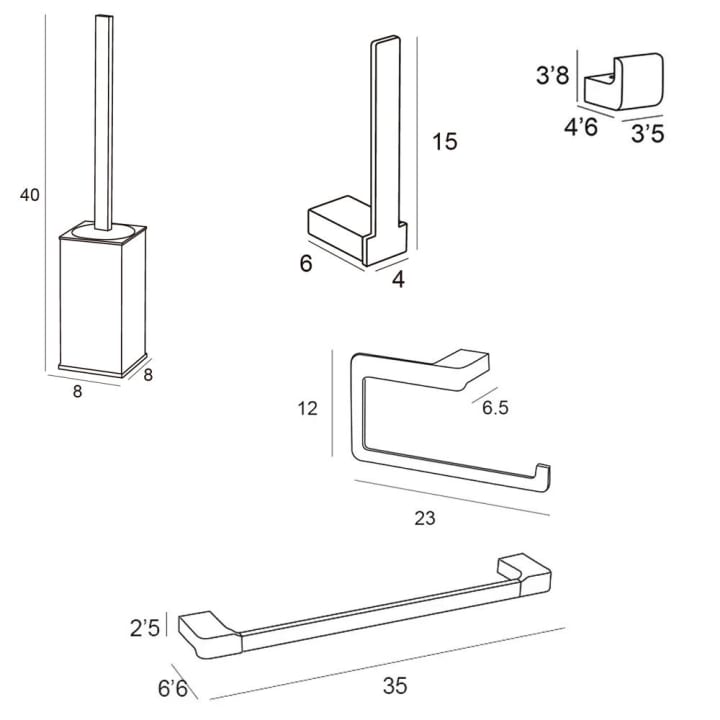 Conjunto de accesorios de baño Yass Manillons Torrent croquis 6