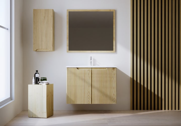 Conjunto de mueble de baño de madera maciza Alpes 14 Bruntec principal 1
