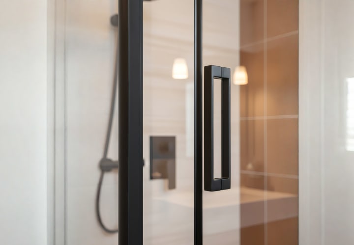 Paroi de douche profil noir Sabik Bruntec détail 2