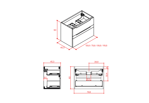 Conjunto mueble de baño Marsala Grupo Seys croquis 3