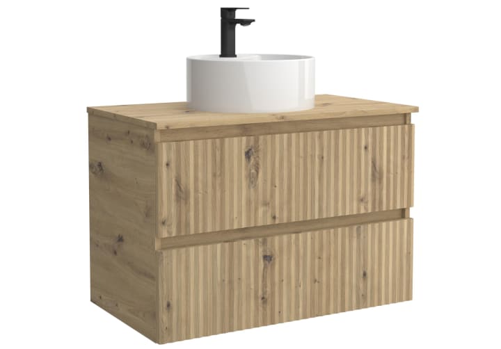 Conjunto mueble de baño Kira Salgar con lavabo sobre encimera detalle 5