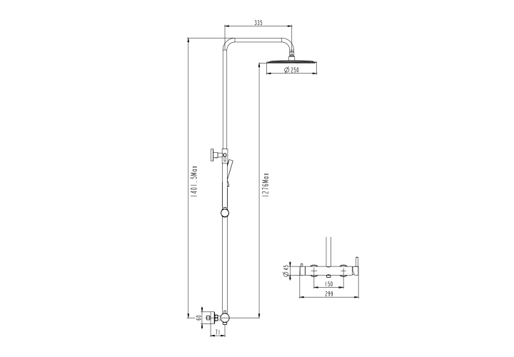 Conjunto de ducha y baño Inverter R Gme croquis 9