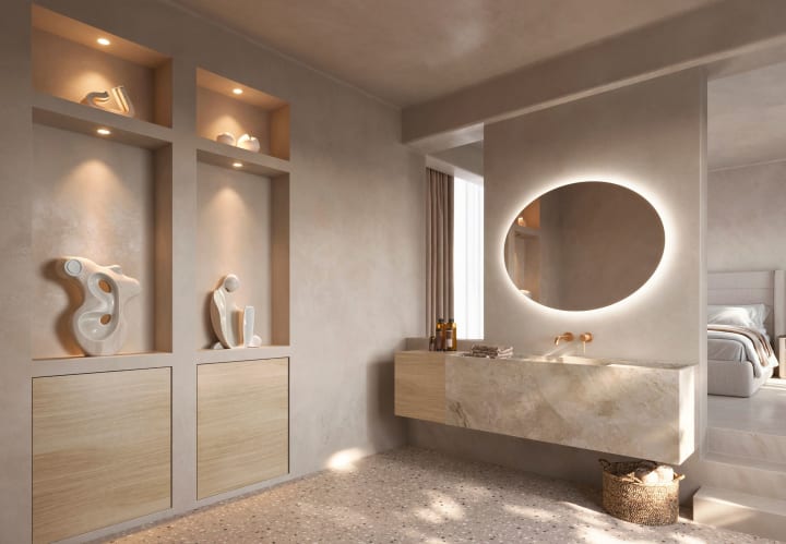 Espejo de baño con luz LED Oval Ledimex ambiente 6